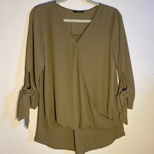 Olive crossbody tie sleeve blouse